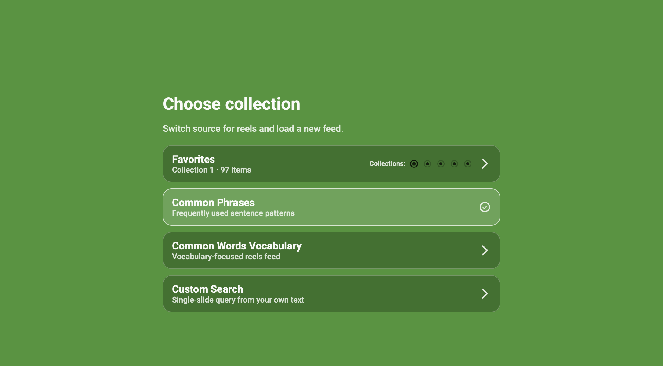 The source menu in Playphrase.me Reels