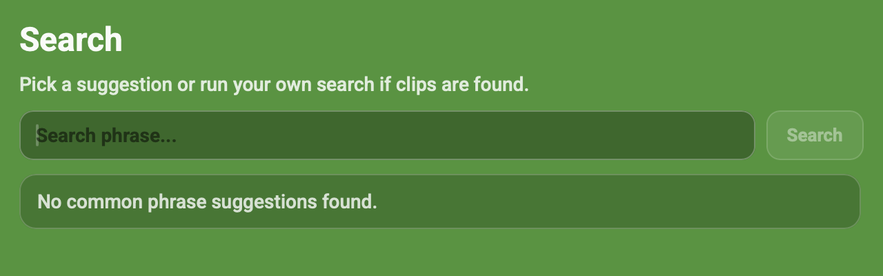 Searching for a phrase in Playphrase.me Reels