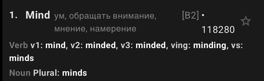 The verb forms of mind and the plural noun minds